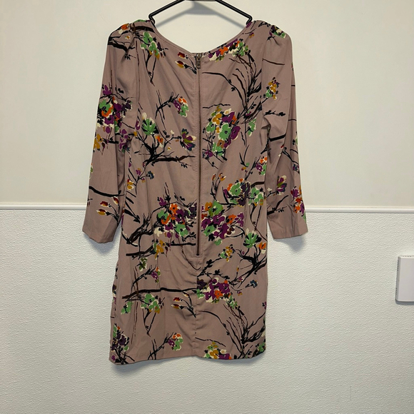 Women's Darling Floral Print Dress Size Small Zipper Back Mauve Tunic - Picture 4 of 8